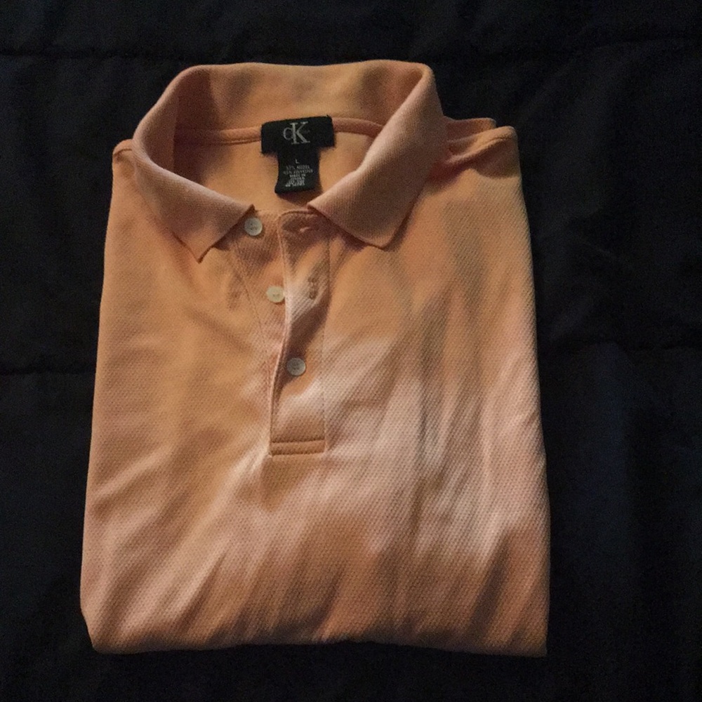 men’s orange calvin klein polo